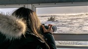 Tundra Buggy Lodge s Městem a Polárnimi Medvědy - Pozorování ledního medvěda z Tundra Buggy® ukazuje, jak probíhá jedna z hlavních částí programu. Klienti sledují krajinu z bezpečného vozidla, které umožňuje pohyb v tundře a zároveň minimalizuje přímý zásah do prostředí.