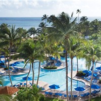 Wyndham Grand Rio Mar - Bazénový areál resortu Wyndham Grand Rio Mar obklopený palmami a tropickou zelení. - www.marco-polo.cz
